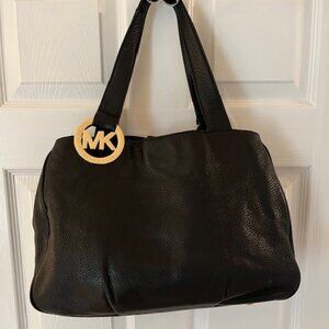 MICHAEL KORS | Fulton Pebbled Black Leather Tote Hand Bag-EUC